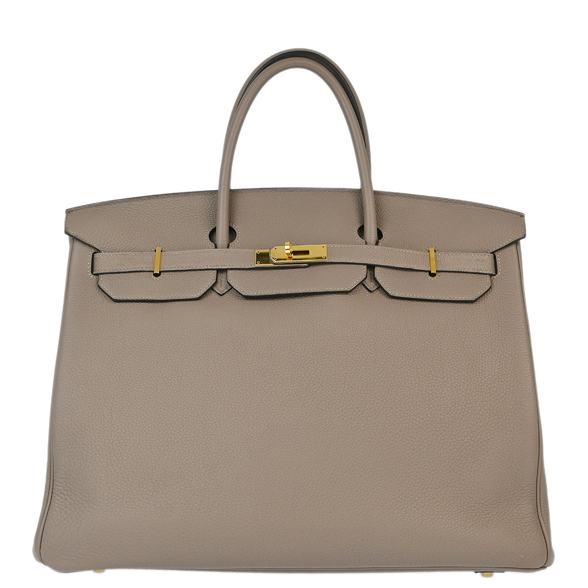 Hermes Tourterelle Gray Taurillon Clemence Birkin 40 Handbag