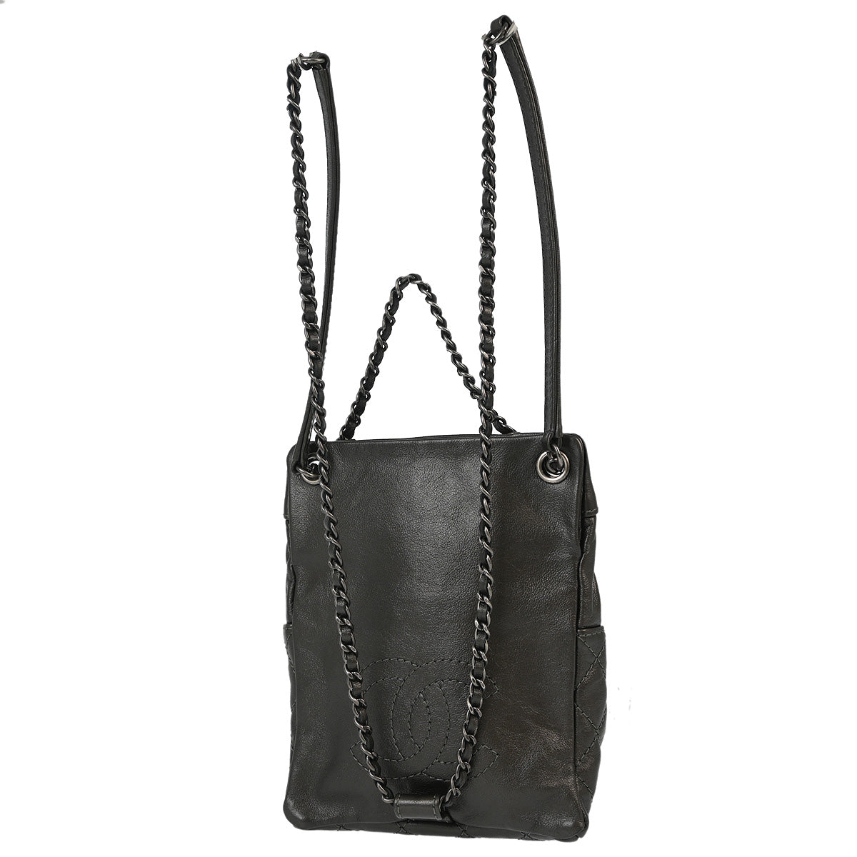Chanel 2015-2016 Metallic Black Lambskin Backpack