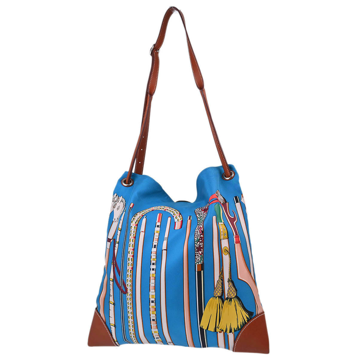 Hermes Blue Silk Silky City PM Shoulder Bag