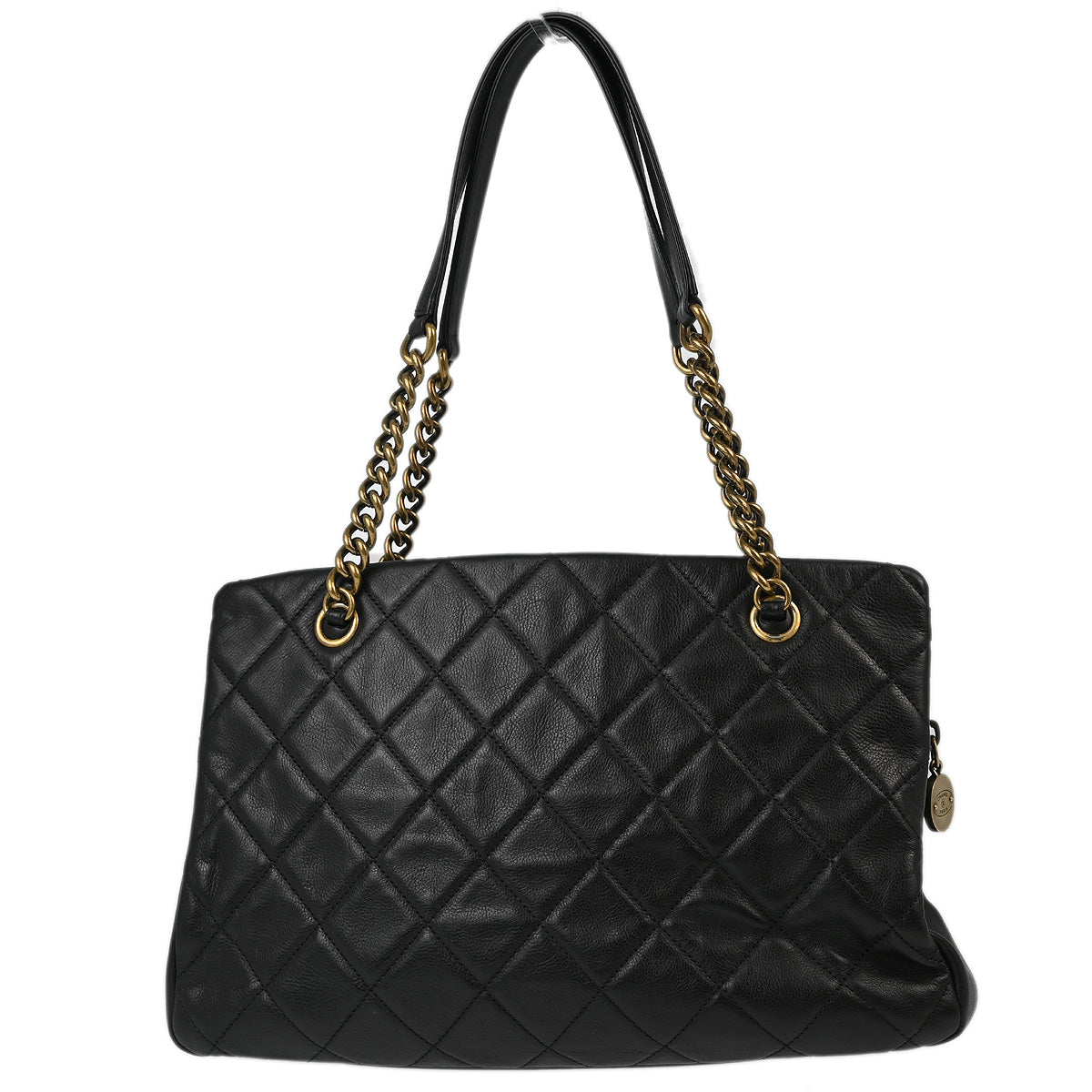 Chanel 2012-2013 Black Calfskin Chain Shoulder Tote Bag