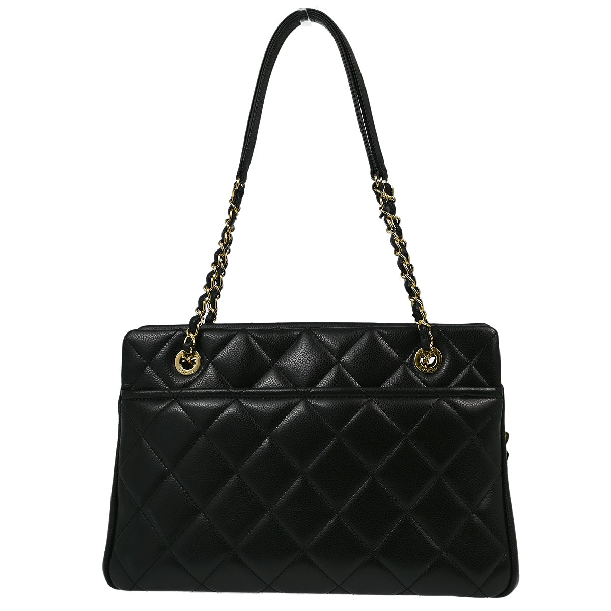 Chanel 2013-2014 Black Caviar Chain Tote Handbag