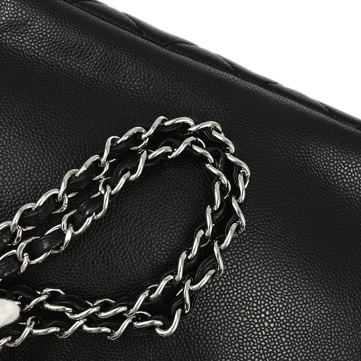 Chanel 2009-2010 Black Caviar Chain Shoulder Tote Bag