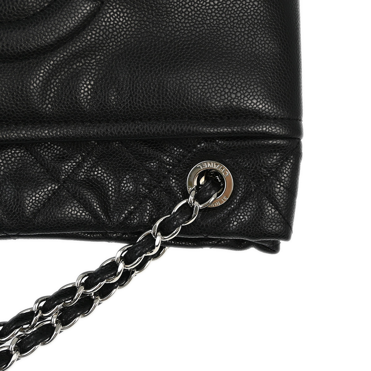 Chanel 2009-2010 Black Caviar Chain Shoulder Tote Bag