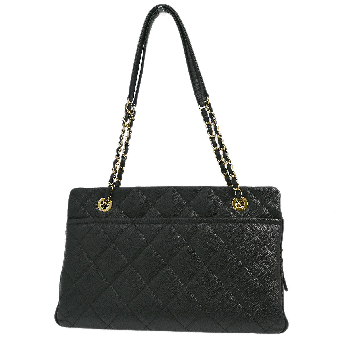 Chanel 2014 Black Caviar Chain Tote Handbag