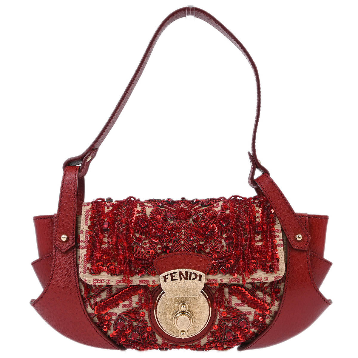 Fendi Red Beads Zucchino Handbag