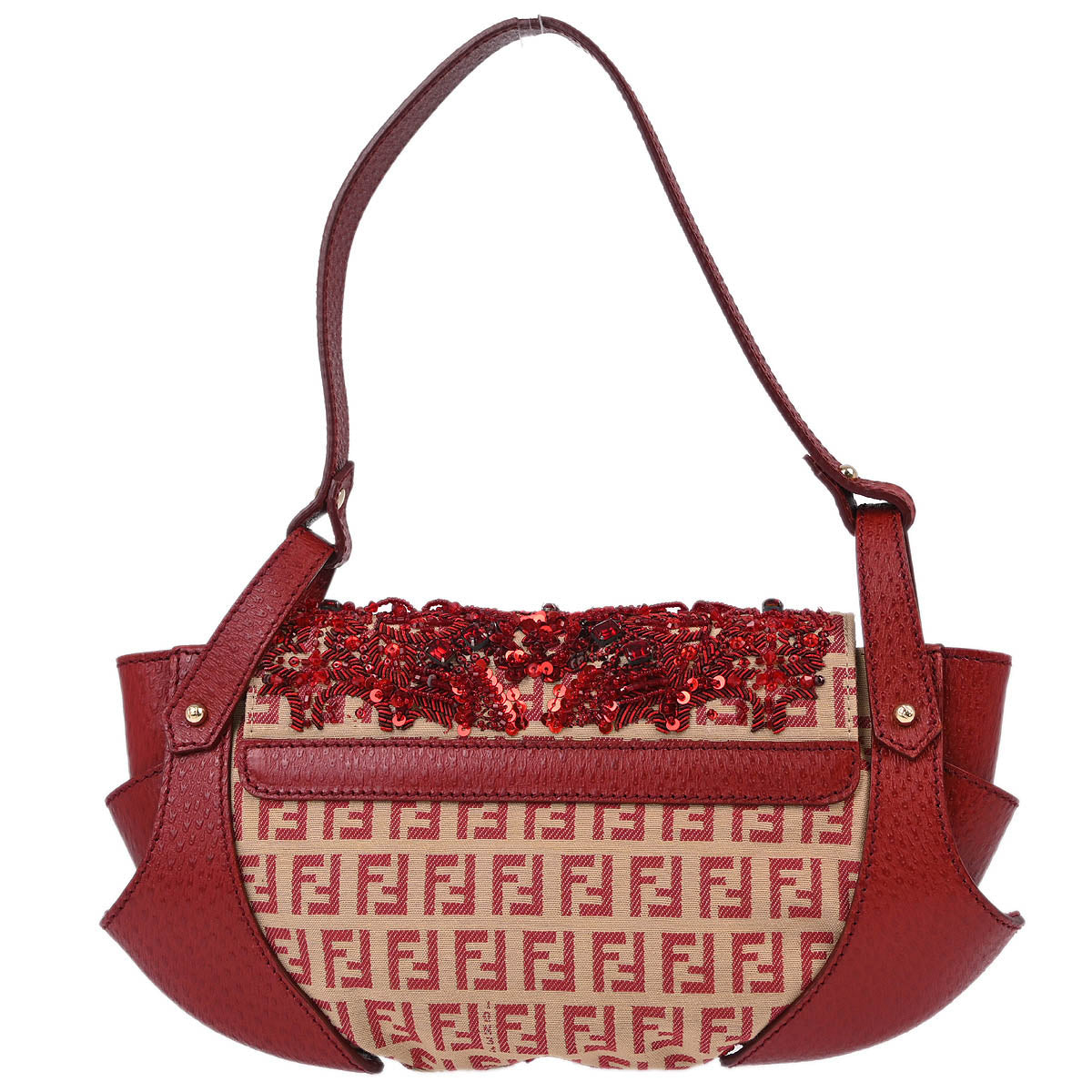 Fendi Red Beads Zucchino Handbag