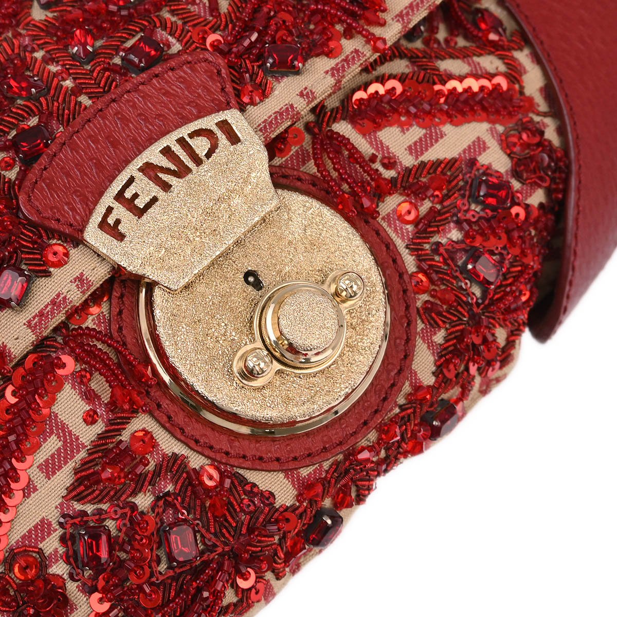 Fendi Red Beads Zucchino Handbag