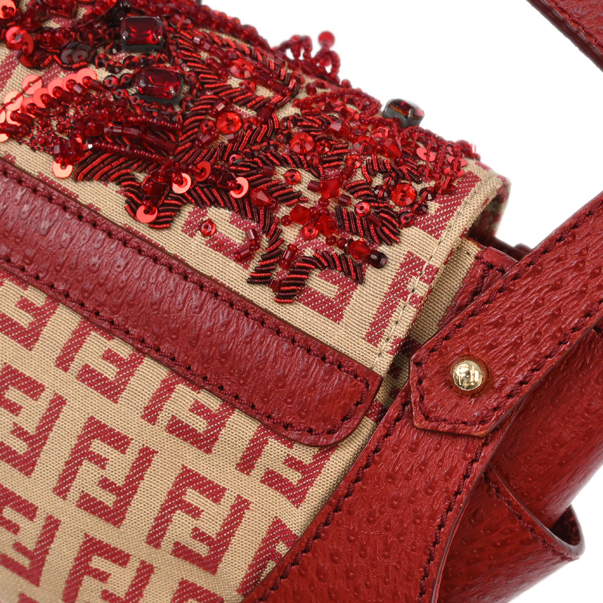 Fendi Red Beads Zucchino Handbag