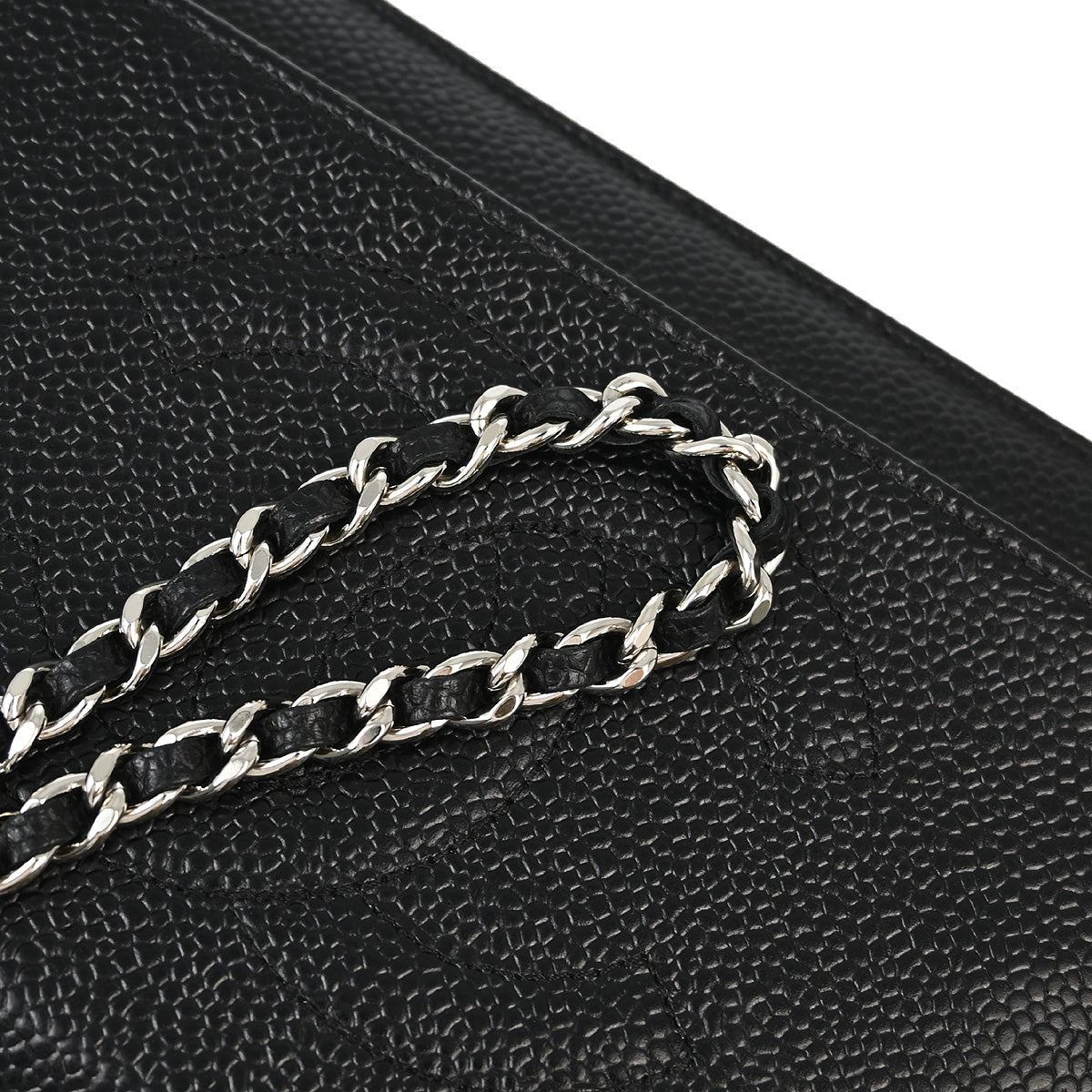 Chanel 2014 Black Caviar Timeless WOC Chain Shoulder Wallet Bag
