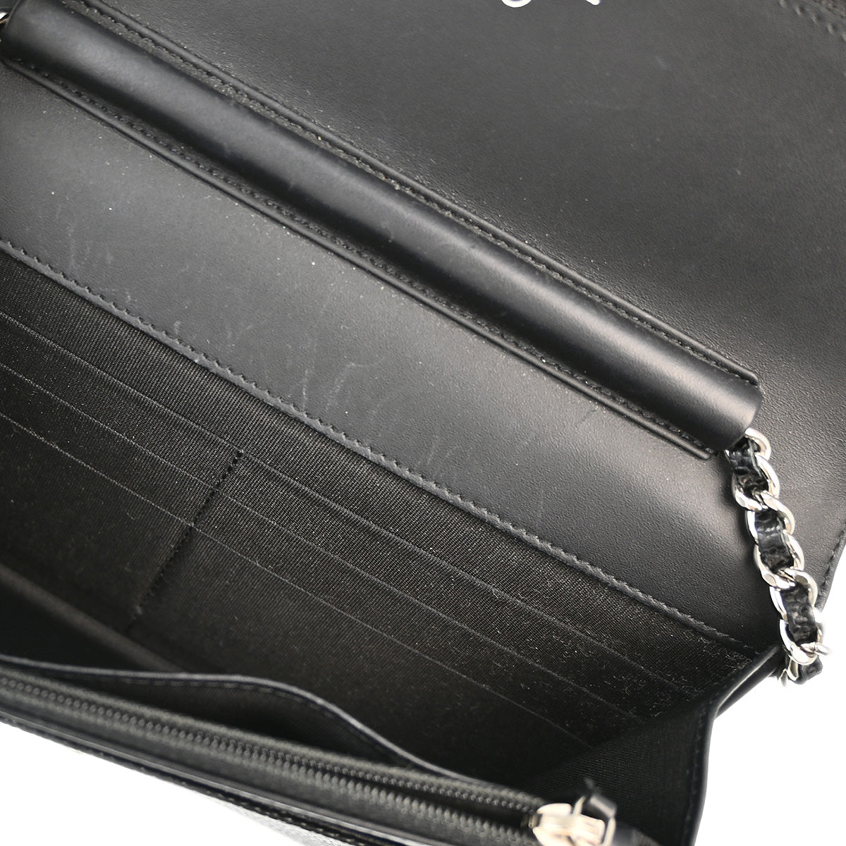 Chanel 2014 Black Caviar Timeless WOC Chain Shoulder Wallet Bag