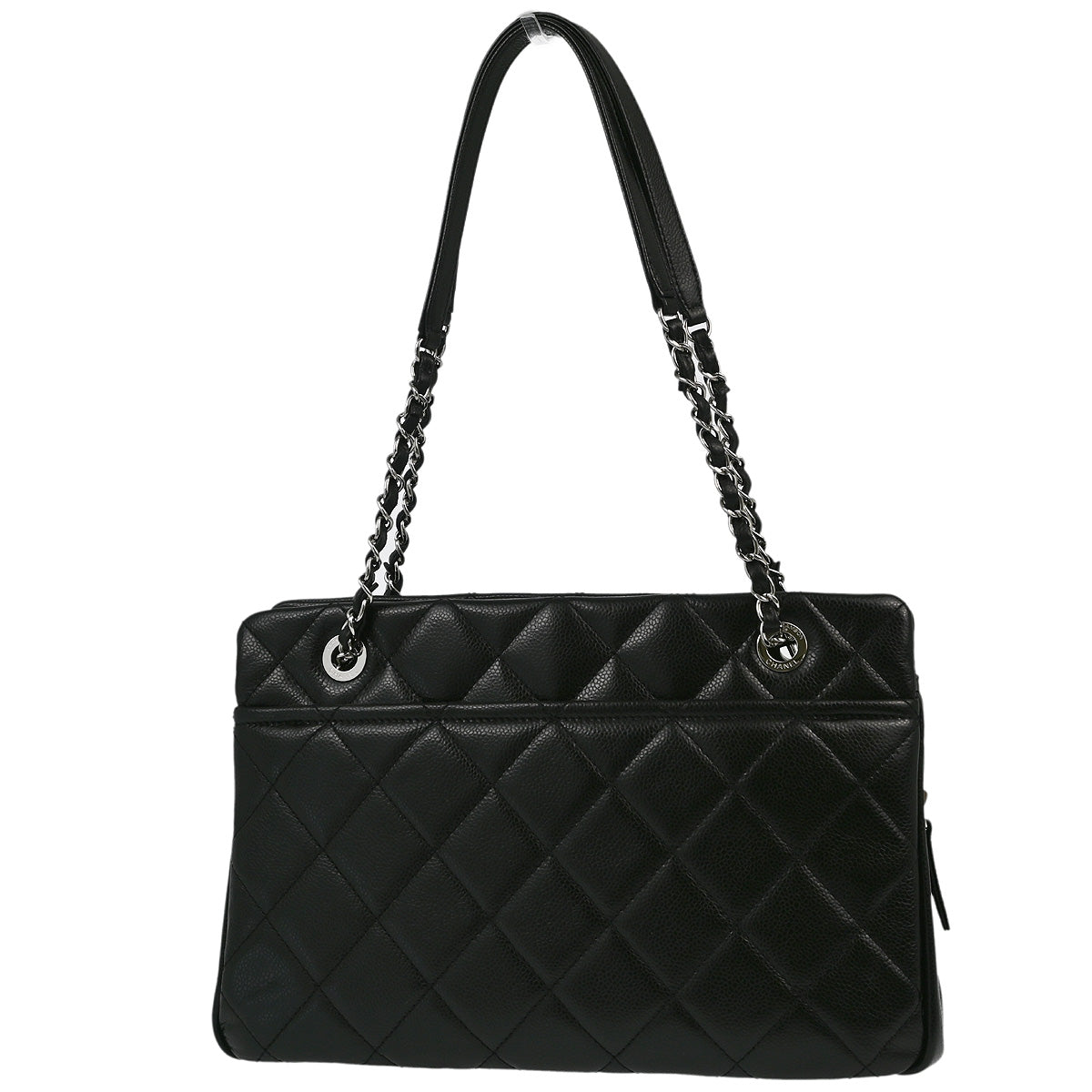 Chanel 2013-2014 Black Caviar Chain Tote Handbag