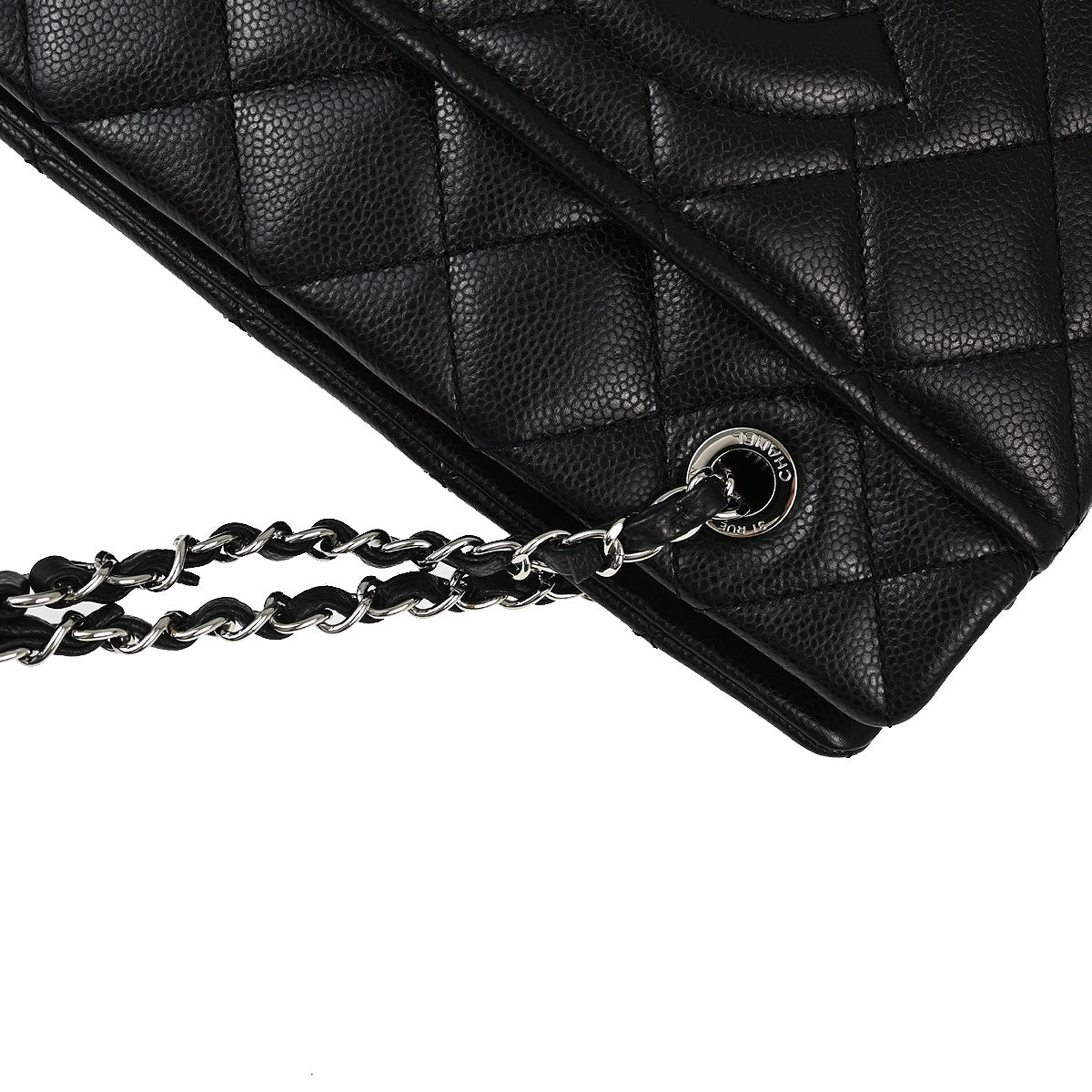 Chanel 2013-2014 Black Caviar Chain Tote Handbag