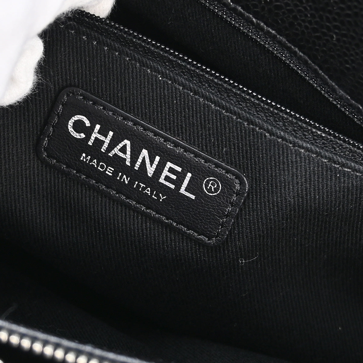 Chanel 2013-2014 Black Caviar Chain Tote Handbag