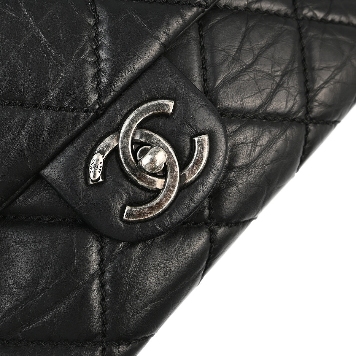 Chanel 2013-2014 Black Calfskin Duo Color Chain Shoulder Bag