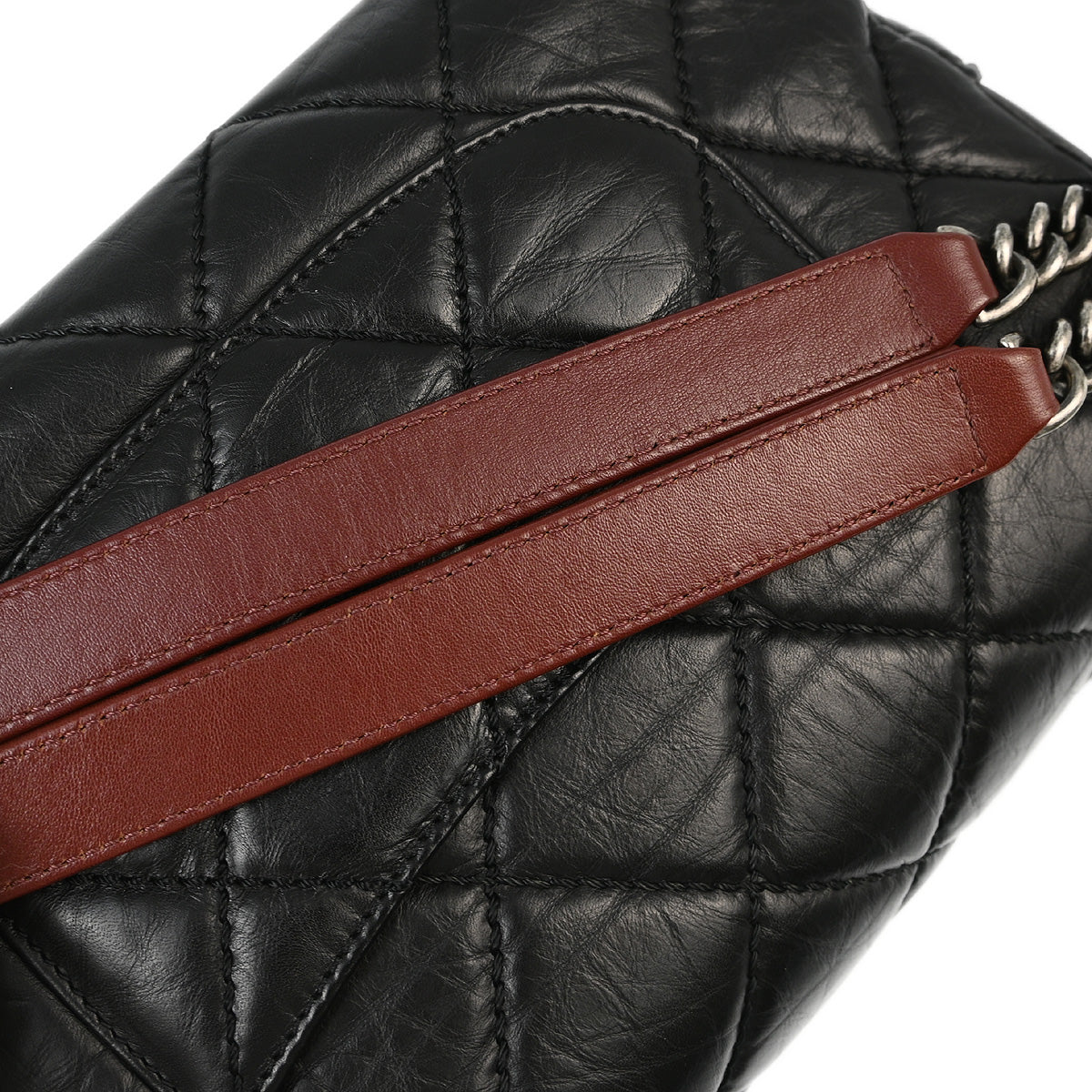 Chanel 2013-2014 Black Calfskin Duo Color Chain Shoulder Bag