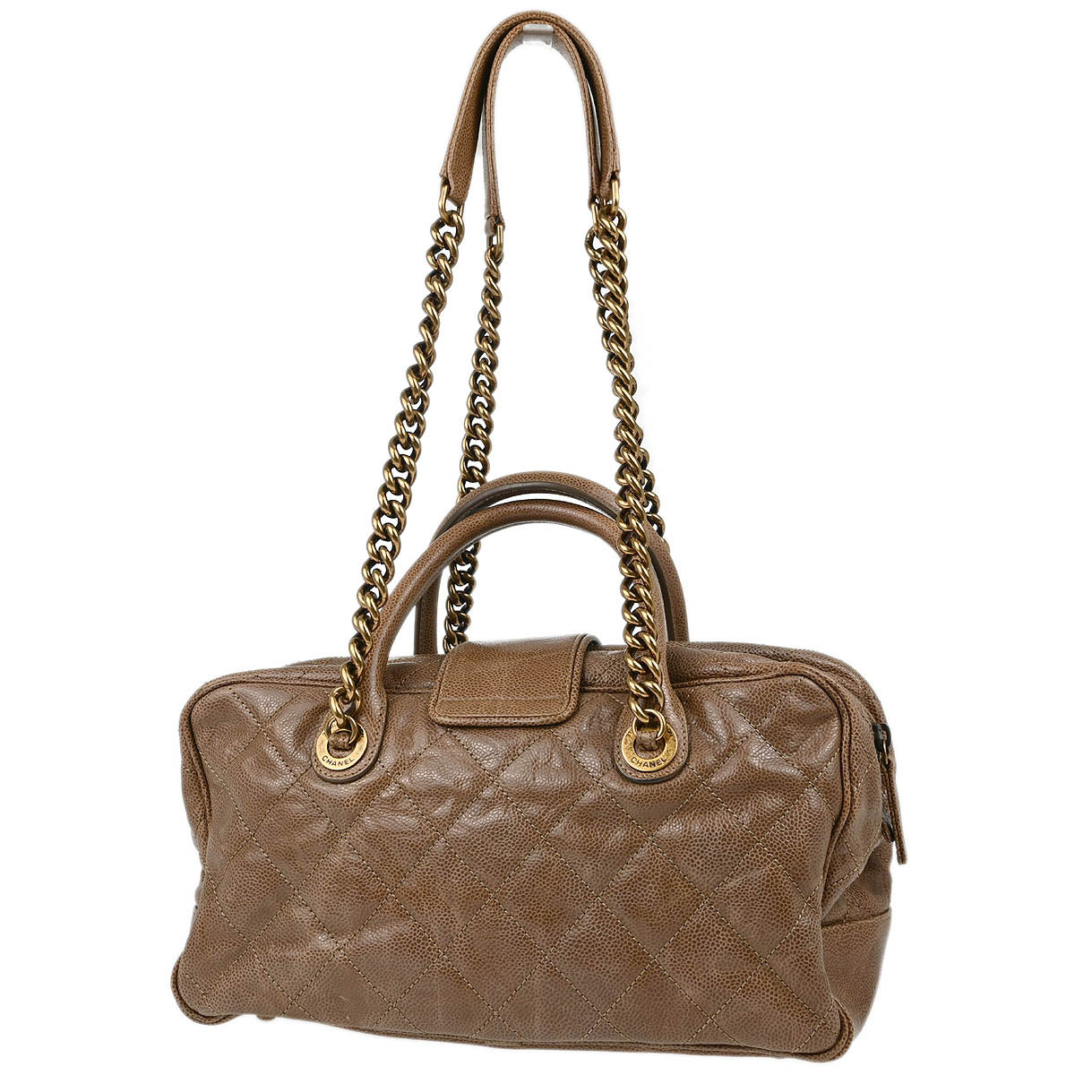 Chanel 2012 Brown Caviar Paris-Bombay 2way Bowling Bag