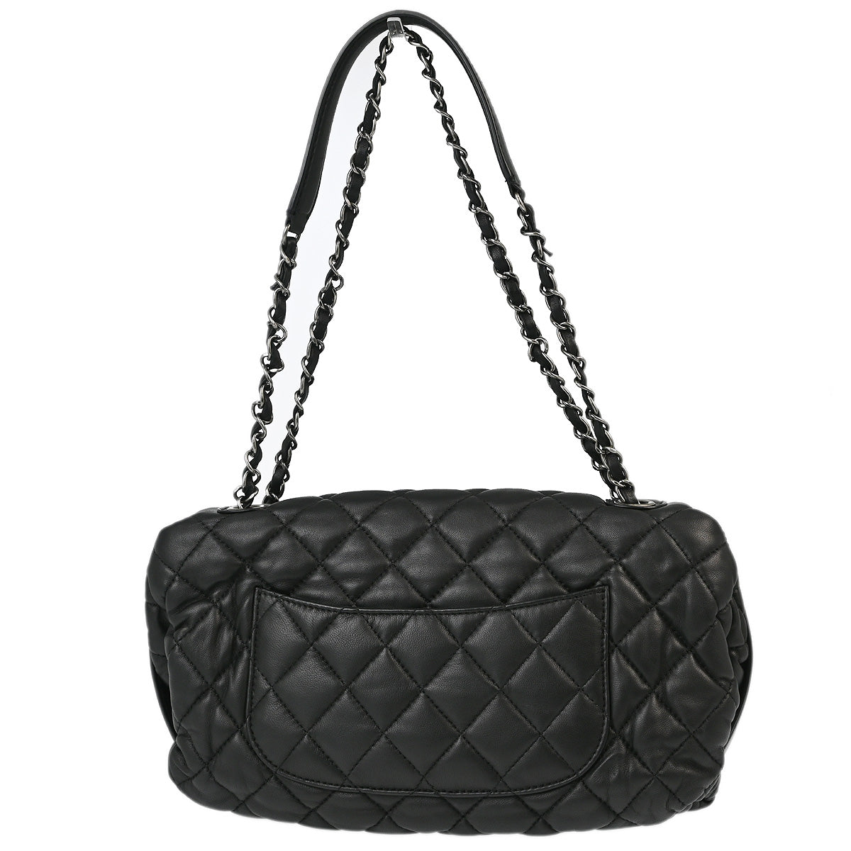 Chanel 2013-2014 Black Lambskin Double Chain Shoulder Bag