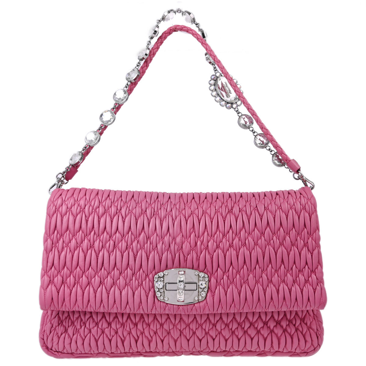 Miu Miu Pink Nappa Crystal Handbag