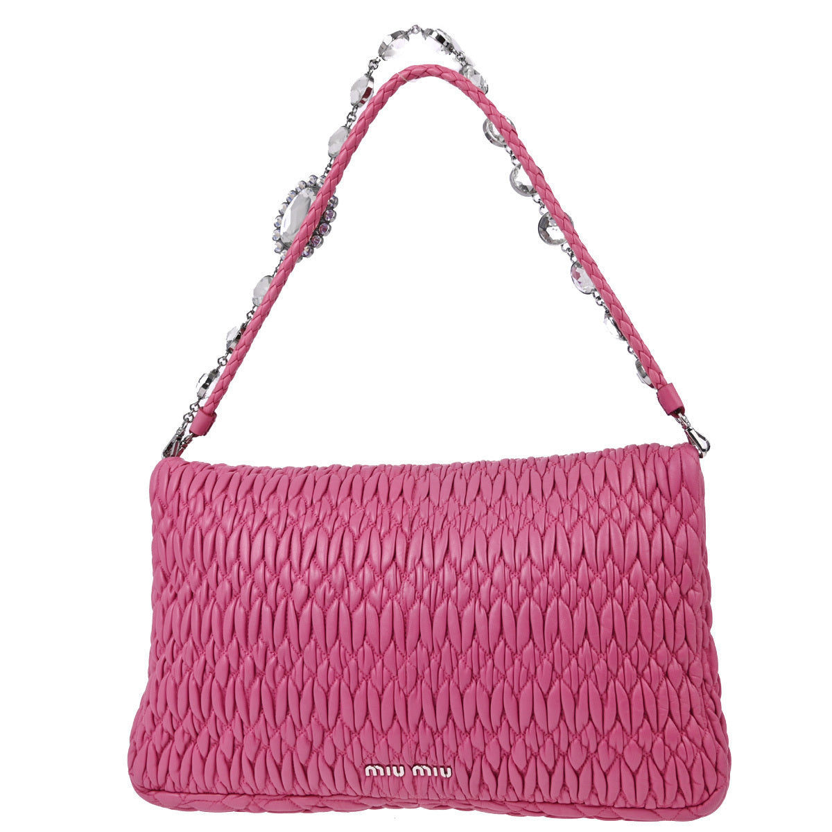 Miu Miu Pink Nappa Crystal Handbag