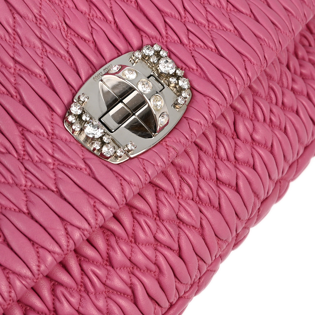 Miu Miu Pink Nappa Crystal Handbag