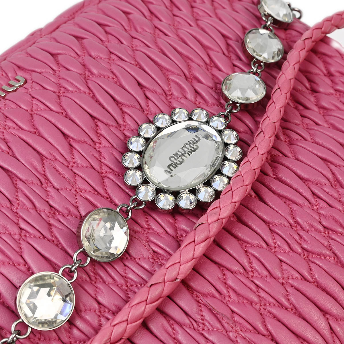 Miu Miu Pink Nappa Crystal Handbag