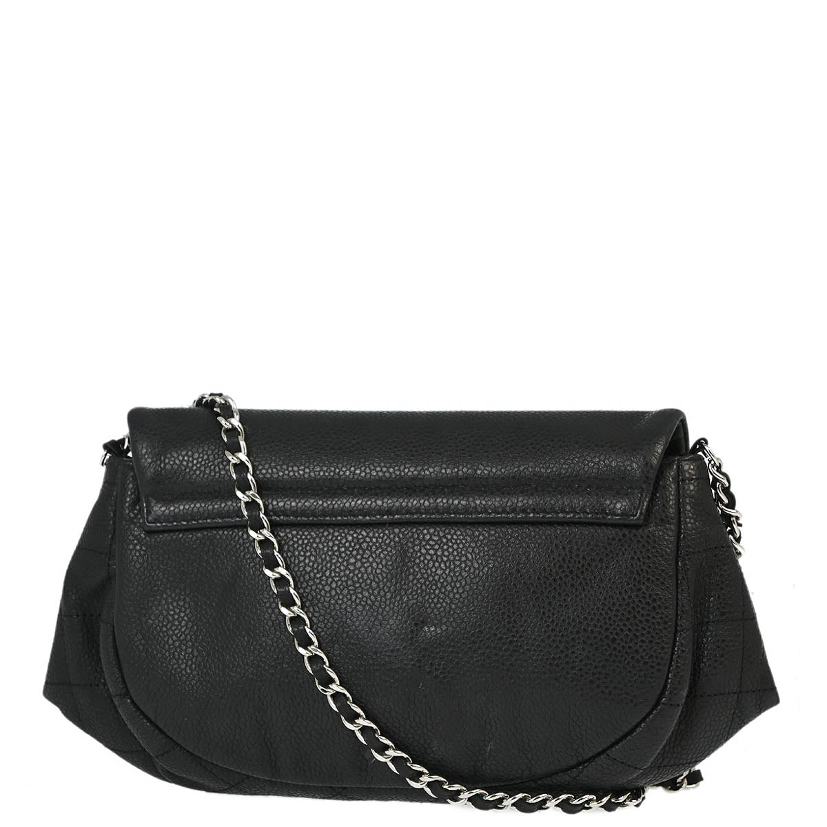 Chanel 2010-2011 Black Caviar Half-Moon WOC Chain Shoulder Wallet Bag