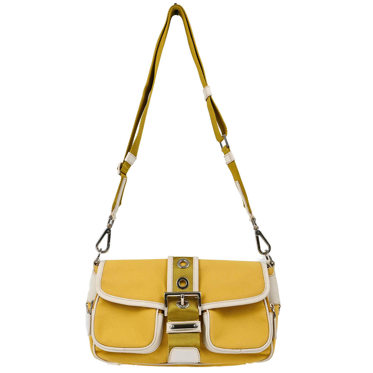 Prada Yellow Canvas Shoulder Bag