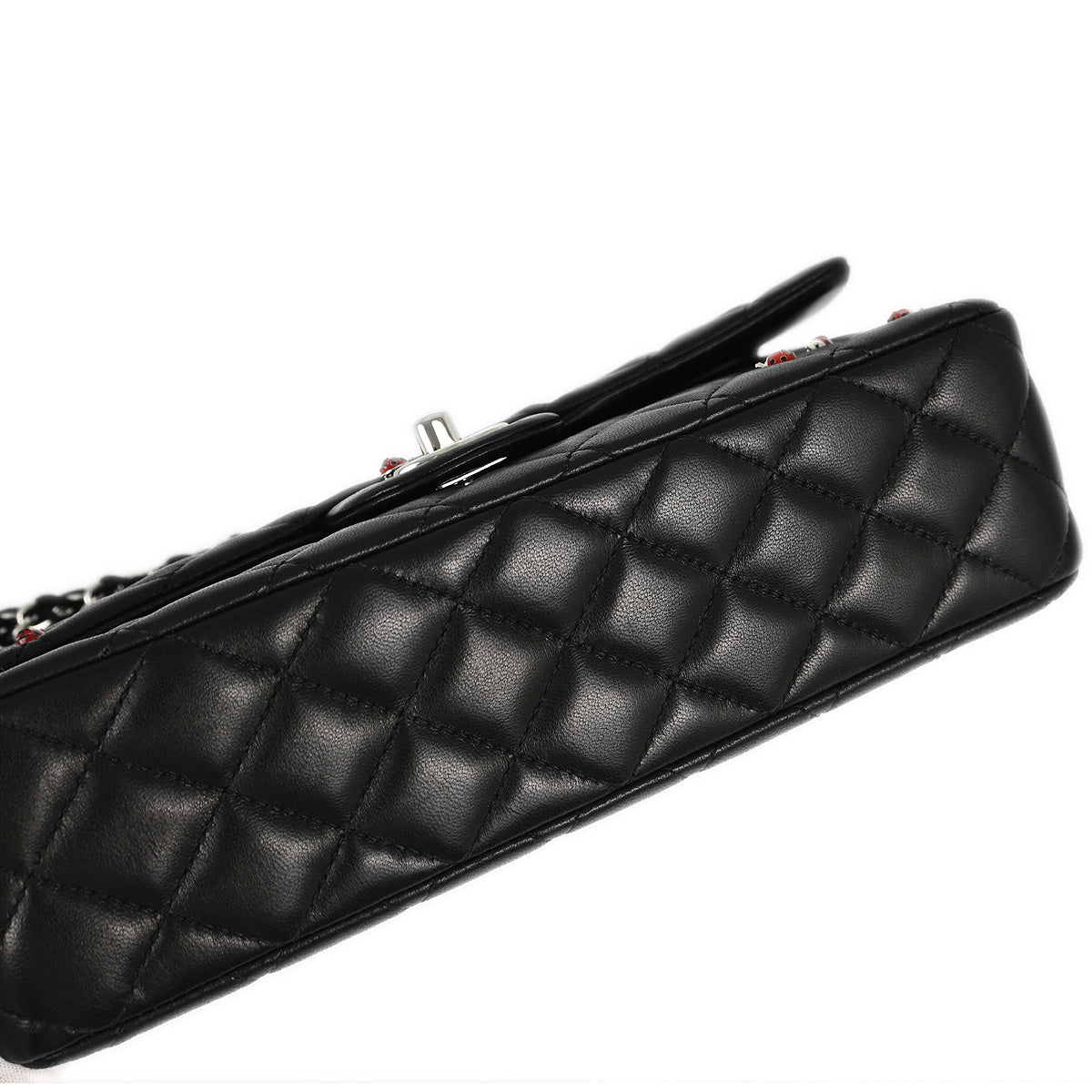 Chanel Black Lambskin Ladybug Single Flap Shoulder Bag