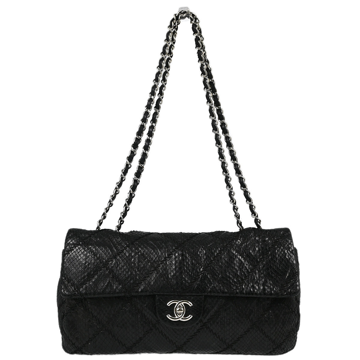 Chanel * 2011 Python Ultra Stitch Single Flap Shoulder Bag