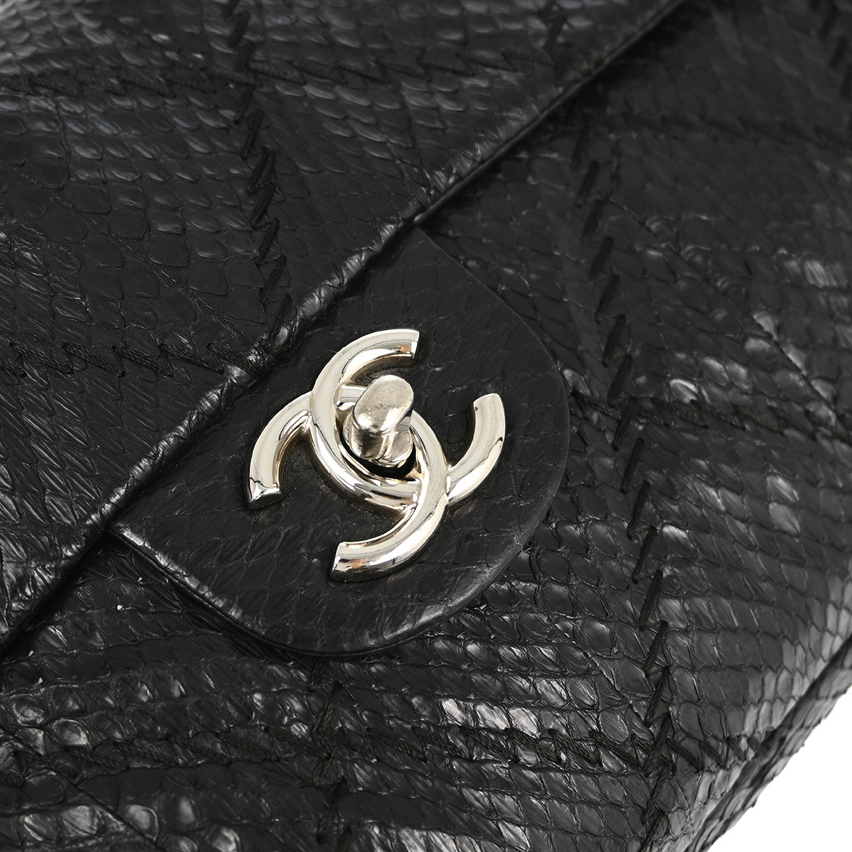 Chanel * 2011 Python Ultra Stitch Single Flap Shoulder Bag