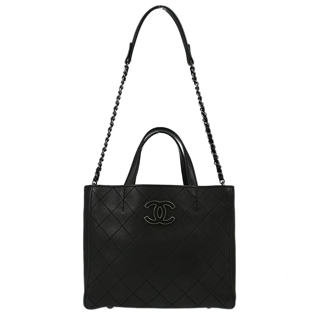 Chanel 2013-2014 Black Caviar Hampton 2way Shoulder Handbag