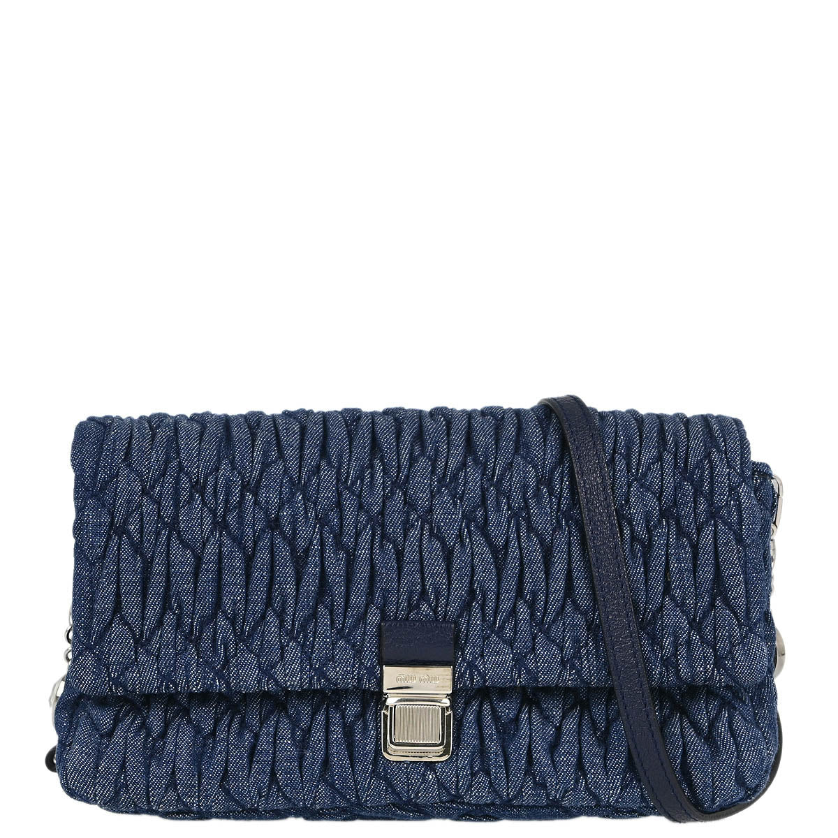 Miu Miu Blue Denim Matelasse Shoulder Bag