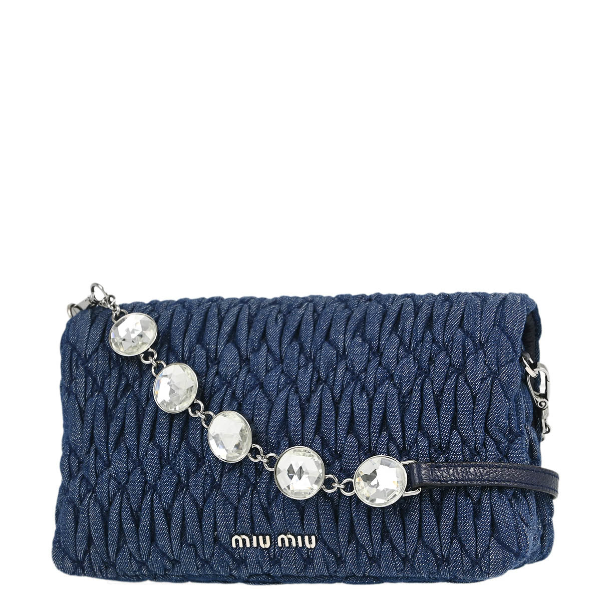 Miu Miu Blue Denim Matelasse Shoulder Bag