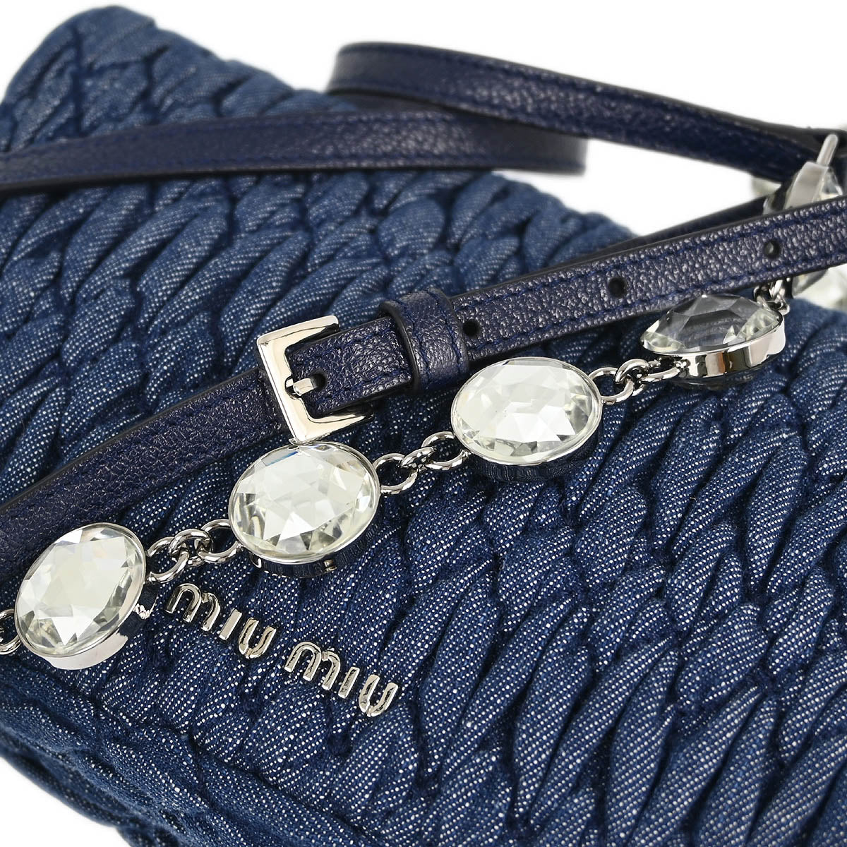 Miu Miu Blue Denim Matelasse Shoulder Bag