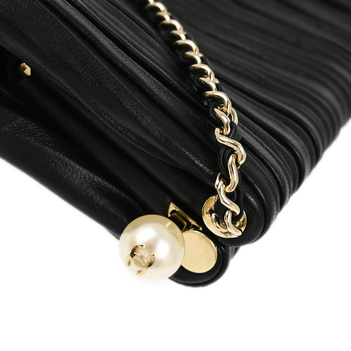 Chanel 2017 Black Lambskin Chain Handbag