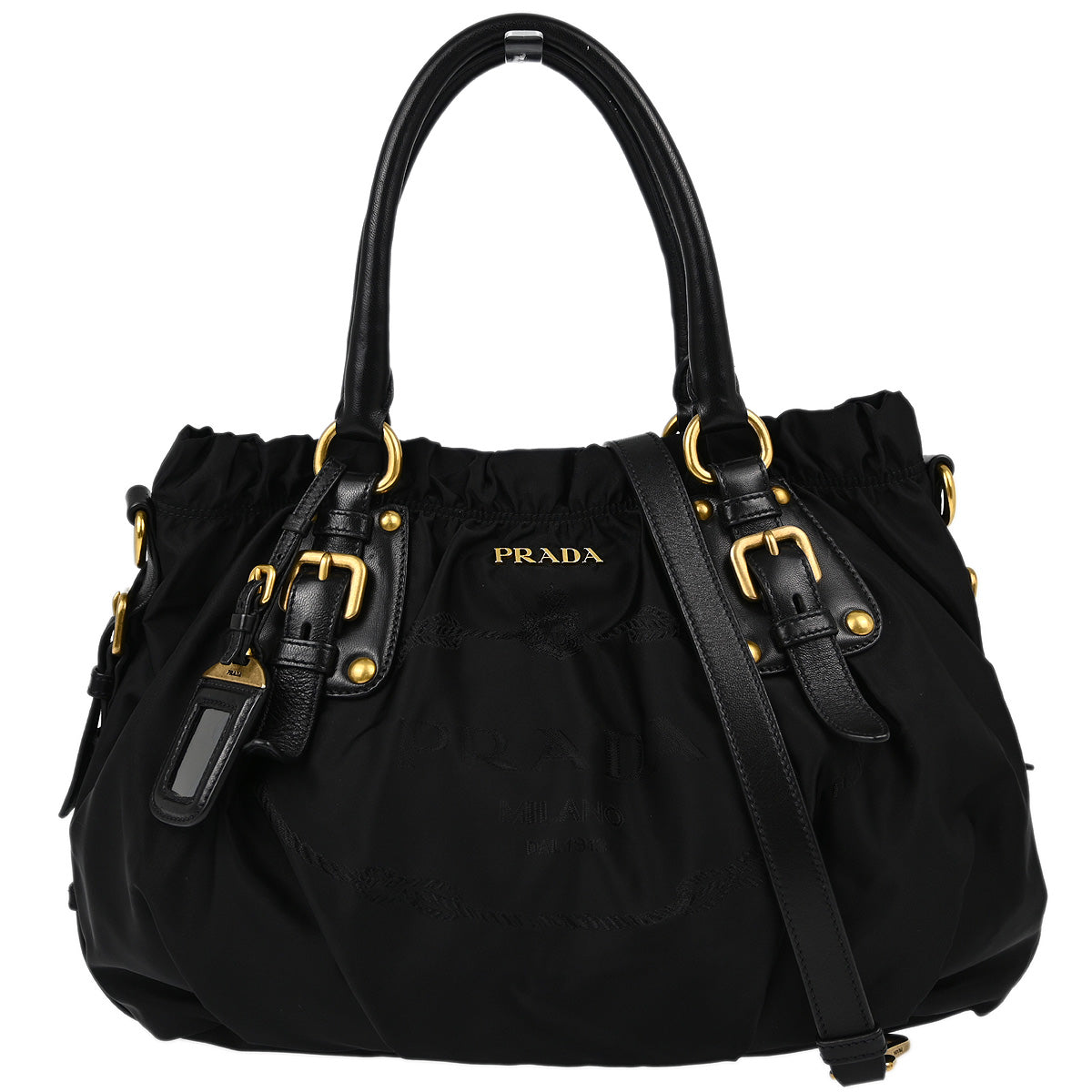 Prada Black Nylon 2way Tote Handbag