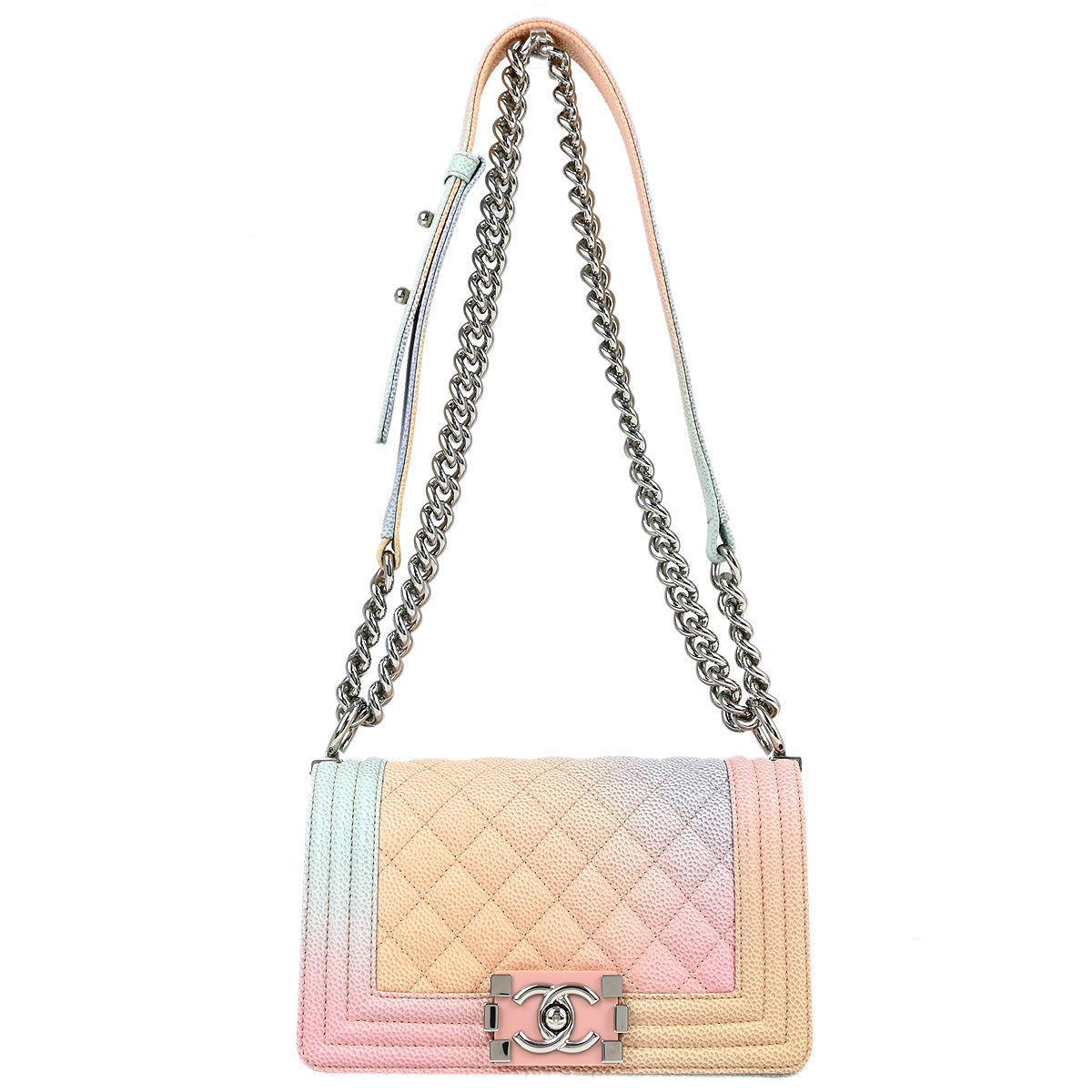 Boy Chanel 2018 Pink Blue Caviar Small Chain Shoulder Bag