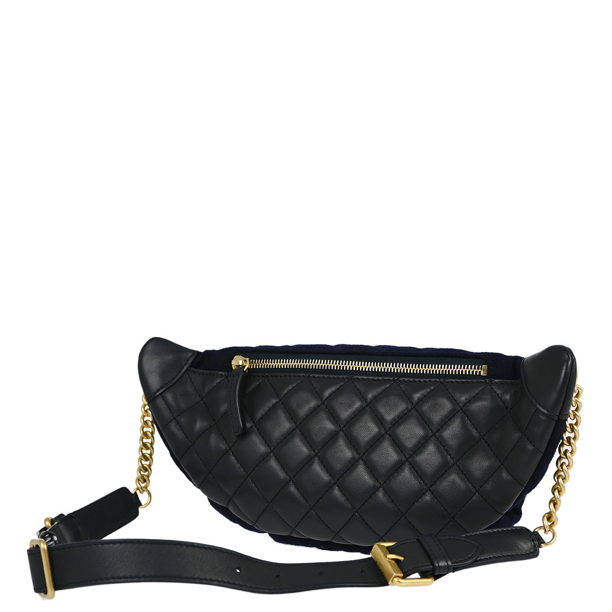 Chanel Navy Felt Lambskin Paris-Hamburg Waist Bum Bag