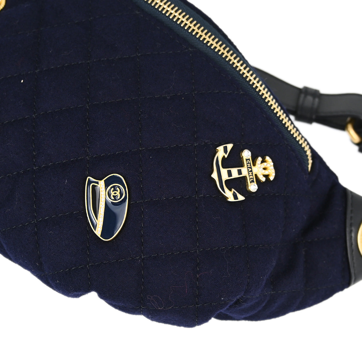 Chanel 2018-2019 Navy Felt Lambskin Paris-Hamburg Waist Bum Bag