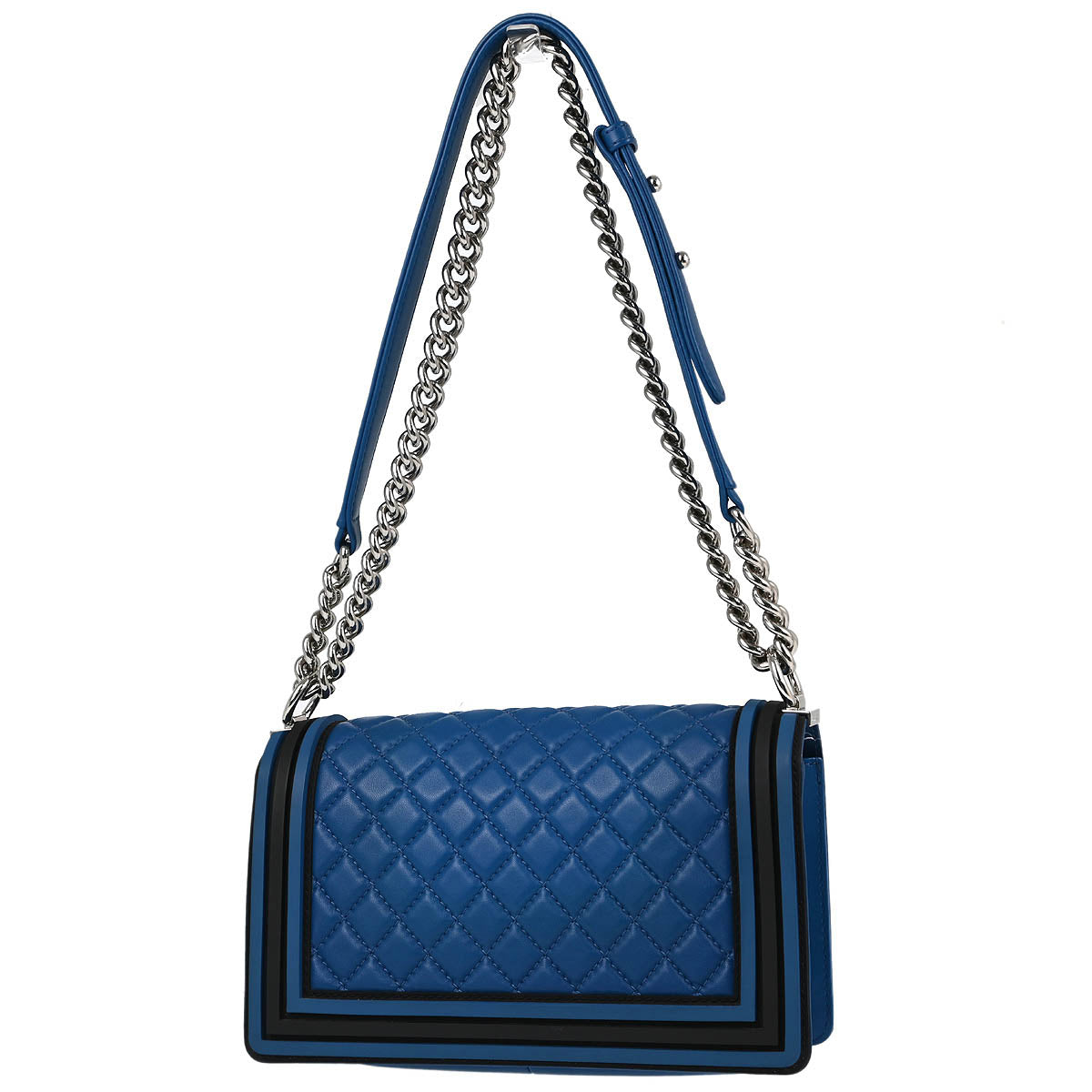 Boy Chanel 2017 Blue Lambskin Medium Chain Shoulder Bag