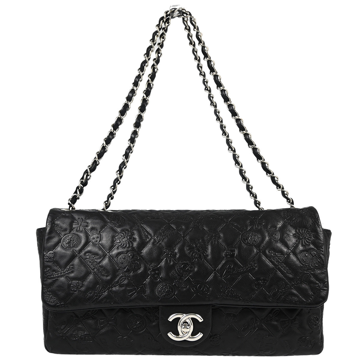 Chanel 2010-2011 Calfskin Icon Single Flap Shoulder Bag