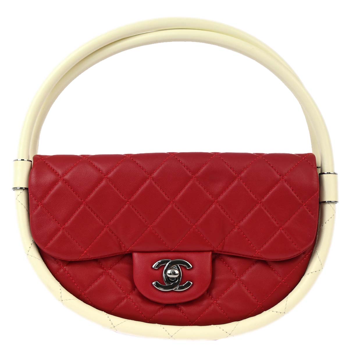 Chanel 2013-2014 Red Lambskin Hula Hoop Handbag