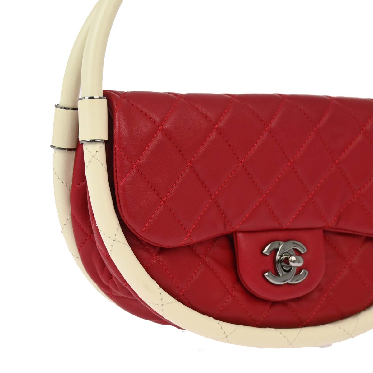 Chanel 2013-2014 Red Lambskin Hula Hoop Handbag