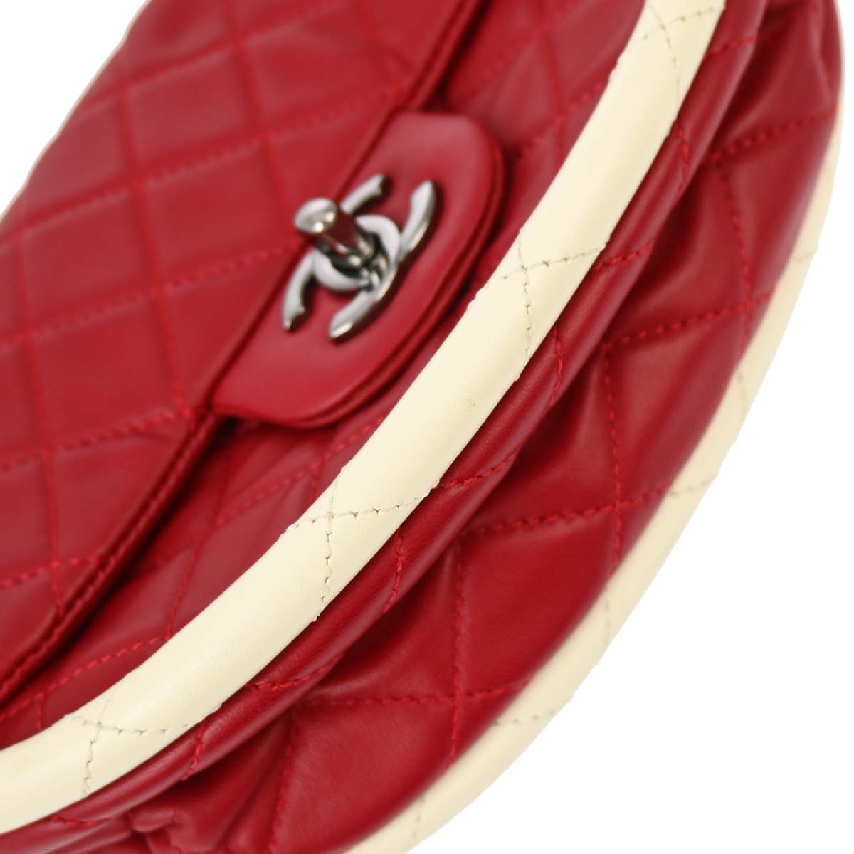 Chanel Red Lambskin Hula Hoop Handbag