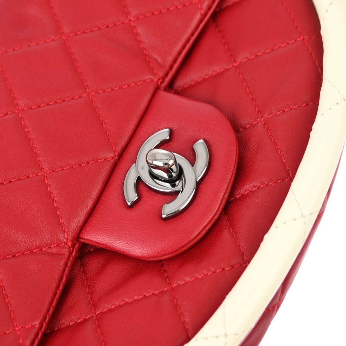 Chanel Red Lambskin Hula Hoop Handbag