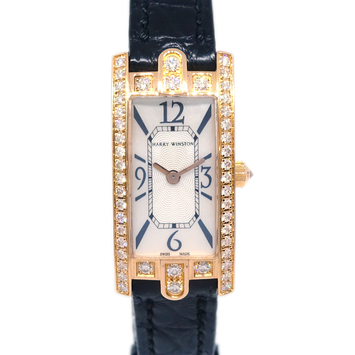 Harry Winston 332LQRLMD31 Avenue C Mini Quartz Watch 18KPG Diamond Black