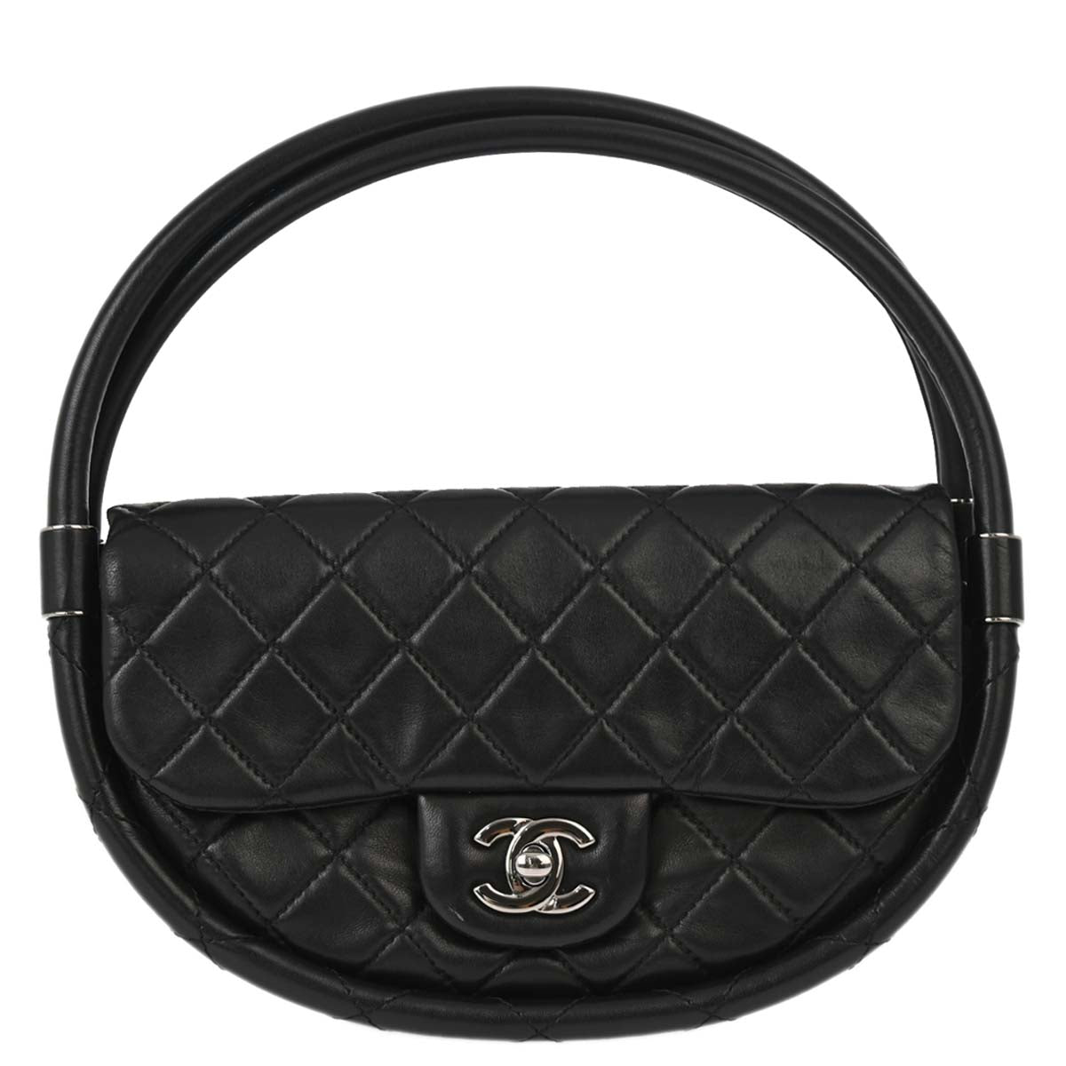 Chanel Black Lambskin Hula Hoop Handbag