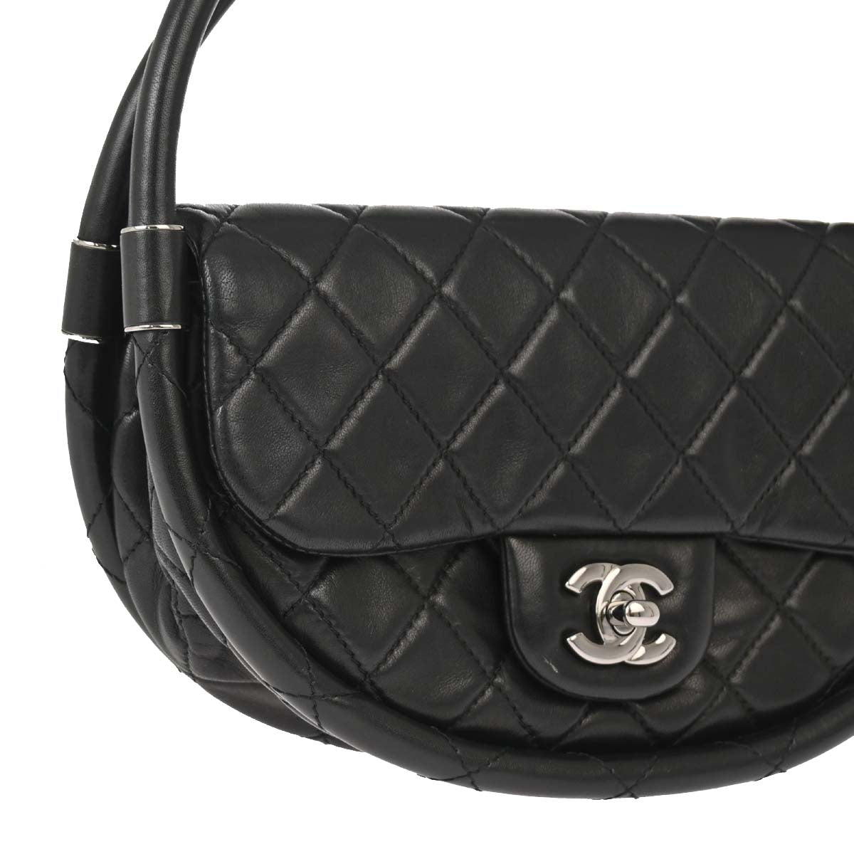 Chanel Black Lambskin Hula Hoop Handbag