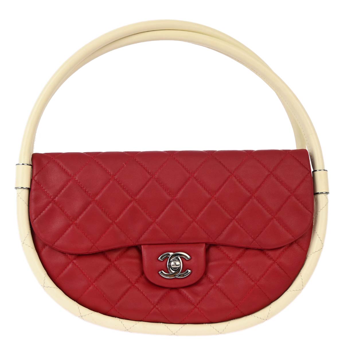 Chanel Red Lambskin Hula Hoop Handbag