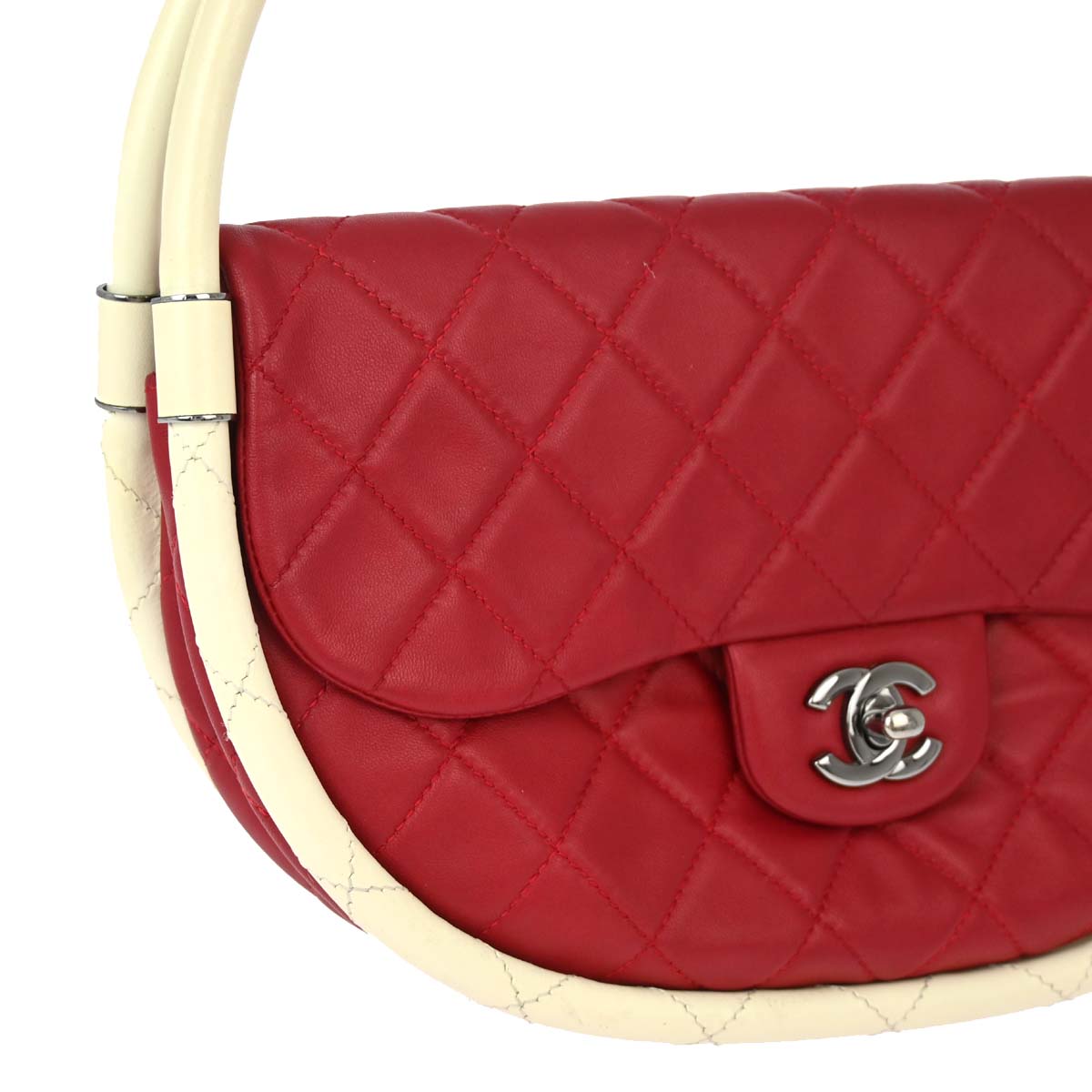 Chanel Red Lambskin Hula Hoop Handbag